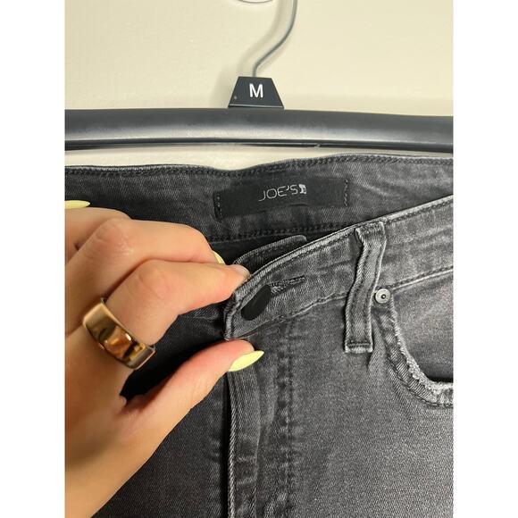 Joes Jeans Black High Rise Raw Hem Skinny Ankle Denim Stretch Jeans Size 28 - Picture 5 of 7
